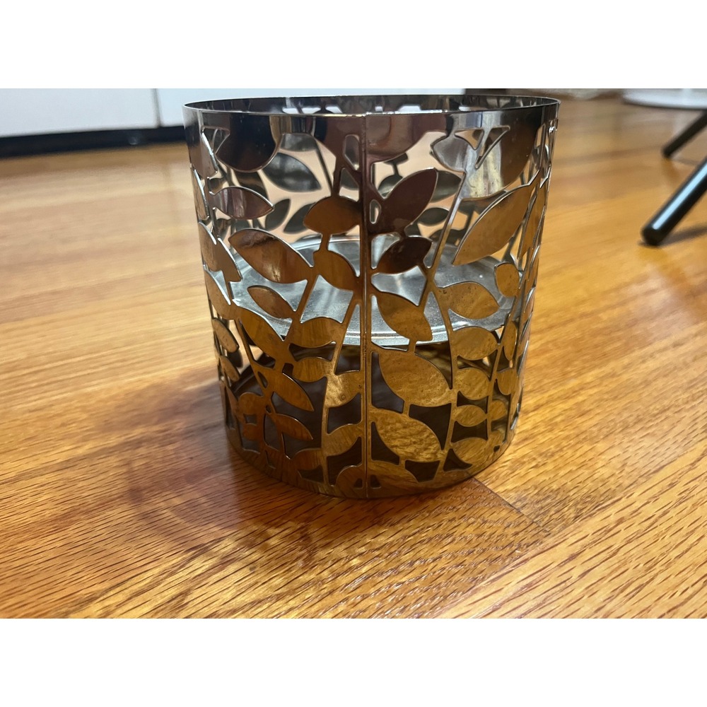 Slatkin & Co. Candle Holder Silver Metal Leaves Cutout Home Decor NWT